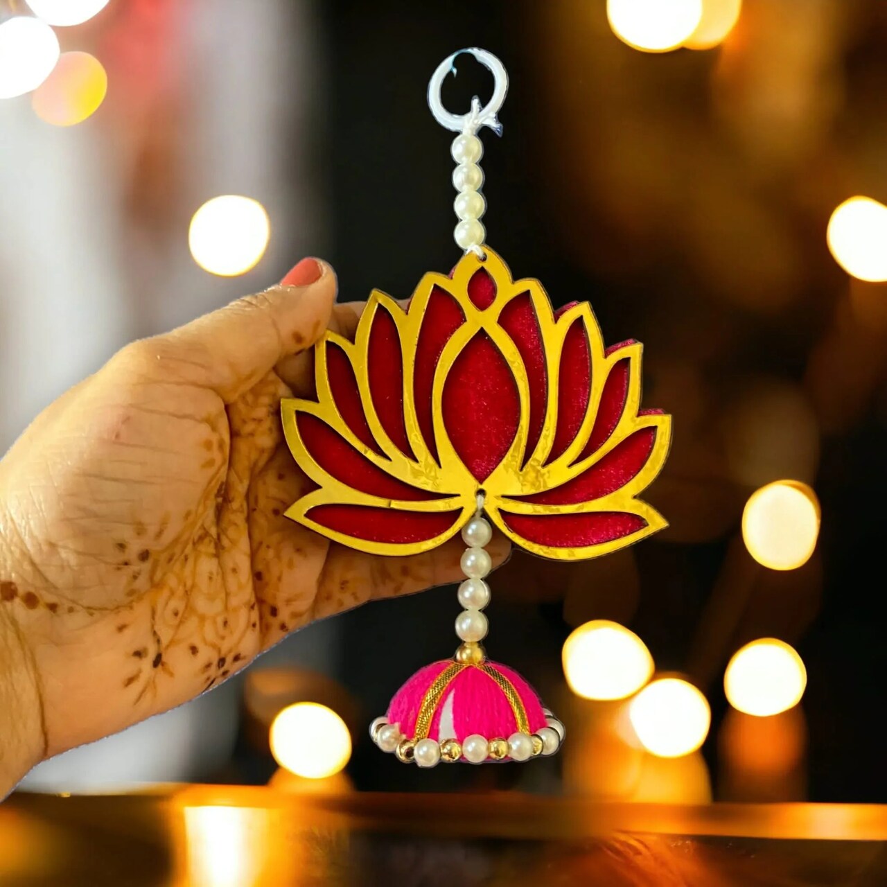 10 Ct. Lotus Hangings for Home Decor, Lotus Backdrop Hanging, Lotus Cutout, Pooja Decor, Diwali Decoration, Wedding, Diwali Decor, Wall Decor,